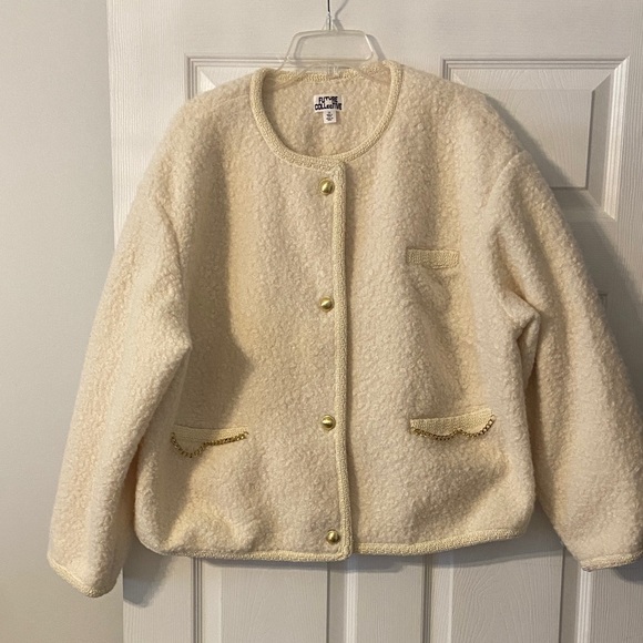 Future Collective Jackets & Blazers - Future Collective Cozy Cream Jacket with Gold Buttons size 1X excellent cond